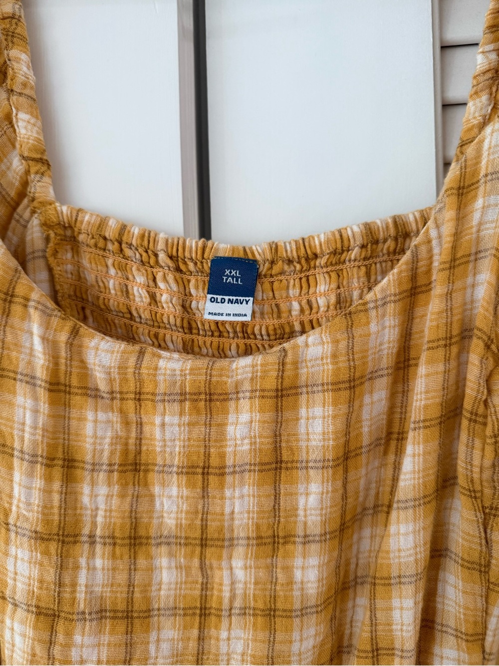 Old Navy Mustard Yellow Plaid Tiered Sundress - Picture 2 of 2